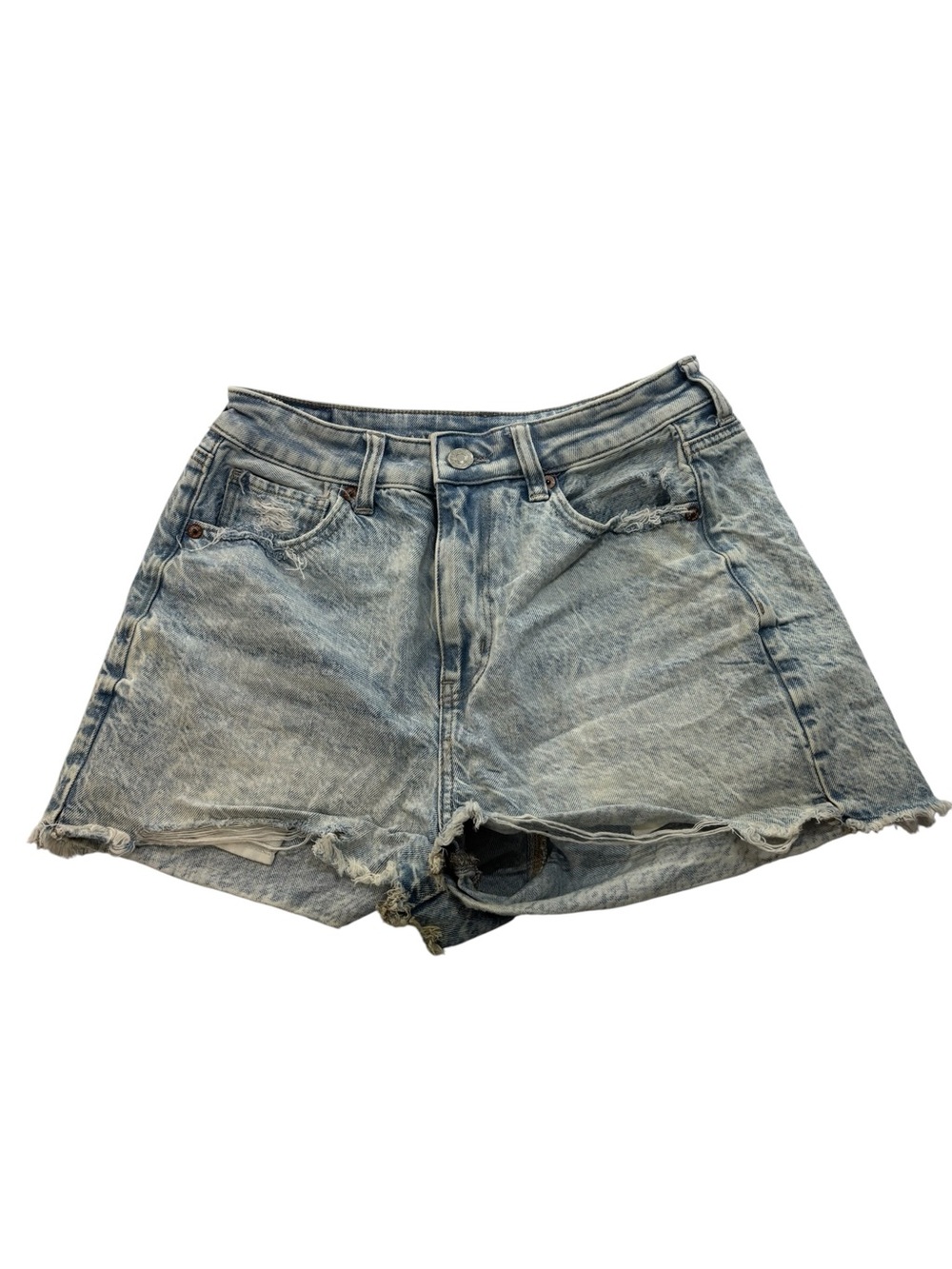 American Eagle Distressed Denim Shorts Women's Size 4 High-waisted Acid Washed